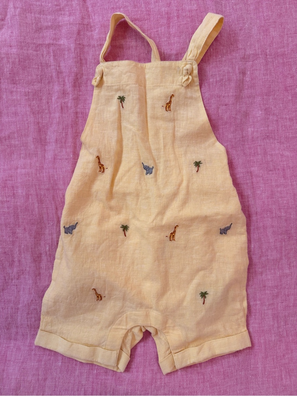 Janie and Jack Yellow Embroidered Safari Short Romper